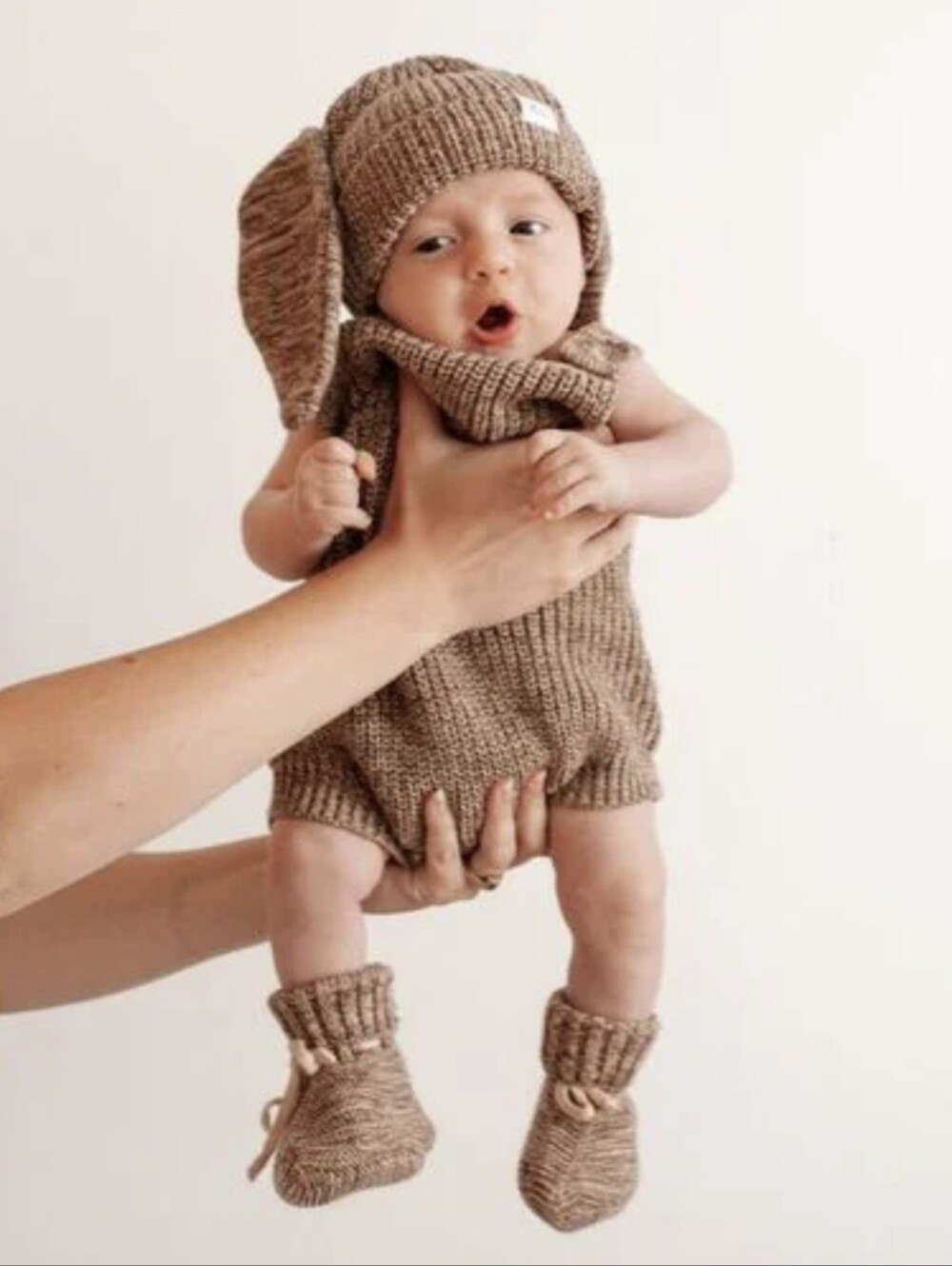 Ziggy lou NWT cedar Knit set Hat Romper Baby Outfit 100% Cotton Knit